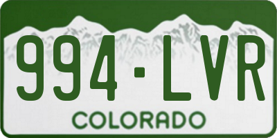 CO license plate 994LVR