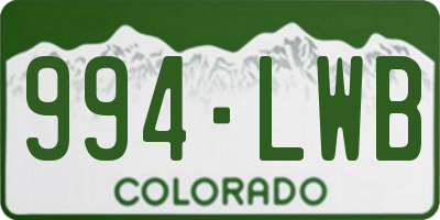 CO license plate 994LWB