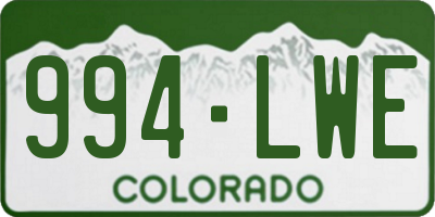 CO license plate 994LWE