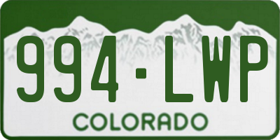 CO license plate 994LWP