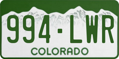 CO license plate 994LWR