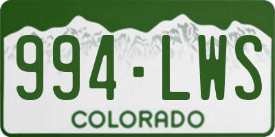CO license plate 994LWS