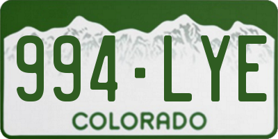 CO license plate 994LYE