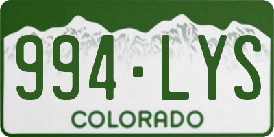 CO license plate 994LYS