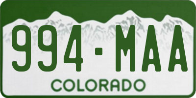 CO license plate 994MAA