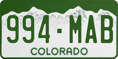 CO license plate 994MAB