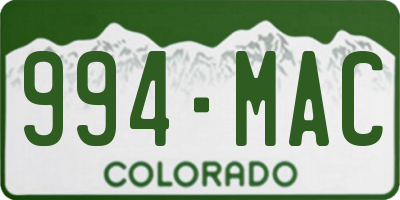 CO license plate 994MAC
