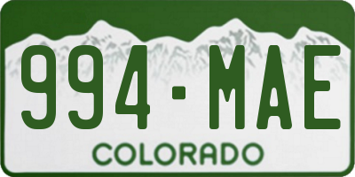 CO license plate 994MAE