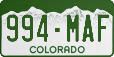 CO license plate 994MAF