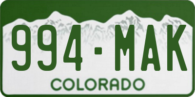 CO license plate 994MAK