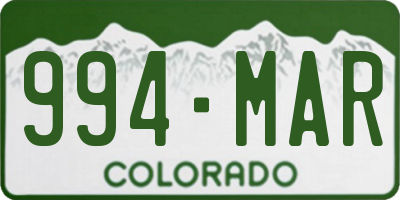 CO license plate 994MAR