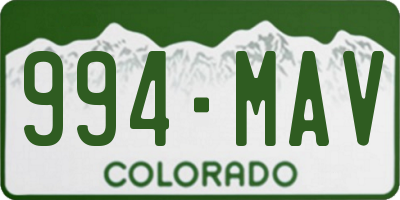 CO license plate 994MAV