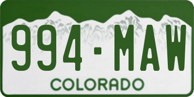 CO license plate 994MAW