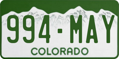 CO license plate 994MAY