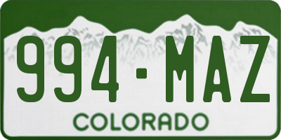 CO license plate 994MAZ