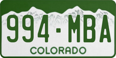 CO license plate 994MBA