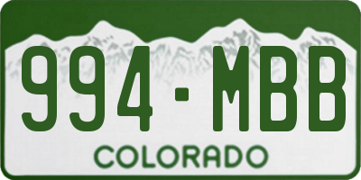 CO license plate 994MBB