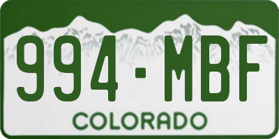 CO license plate 994MBF