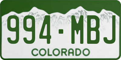 CO license plate 994MBJ