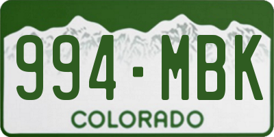 CO license plate 994MBK