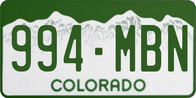 CO license plate 994MBN