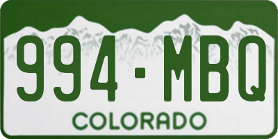 CO license plate 994MBQ