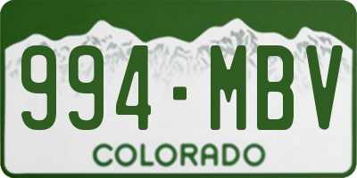 CO license plate 994MBV