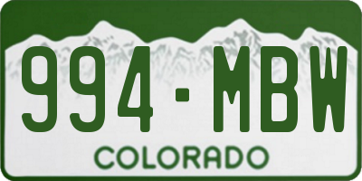 CO license plate 994MBW