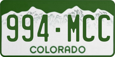 CO license plate 994MCC