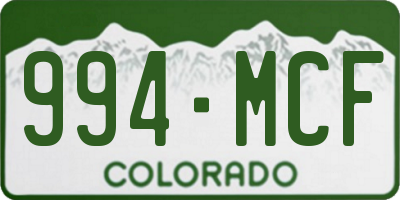 CO license plate 994MCF