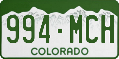 CO license plate 994MCH