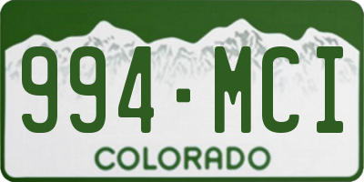 CO license plate 994MCI