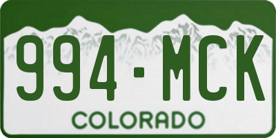 CO license plate 994MCK