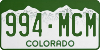 CO license plate 994MCM