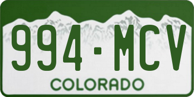 CO license plate 994MCV