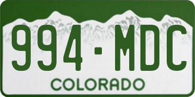 CO license plate 994MDC