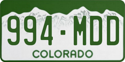 CO license plate 994MDD