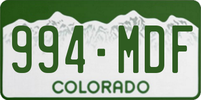 CO license plate 994MDF