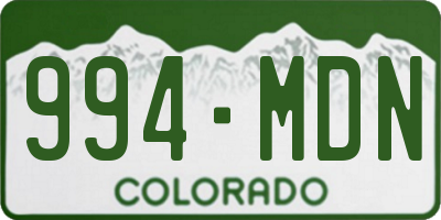 CO license plate 994MDN