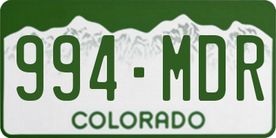 CO license plate 994MDR