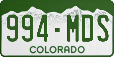 CO license plate 994MDS