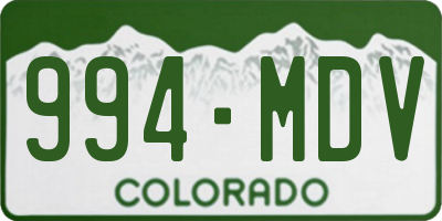 CO license plate 994MDV