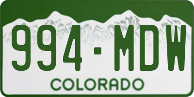 CO license plate 994MDW