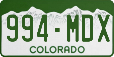 CO license plate 994MDX
