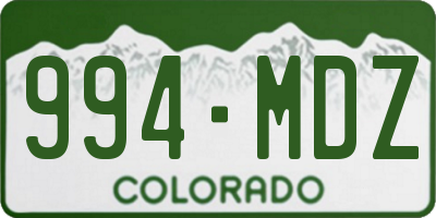 CO license plate 994MDZ