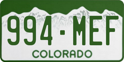 CO license plate 994MEF