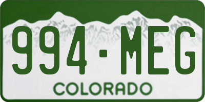 CO license plate 994MEG