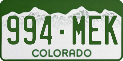 CO license plate 994MEK