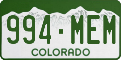 CO license plate 994MEM