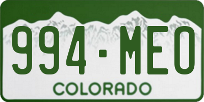 CO license plate 994MEO